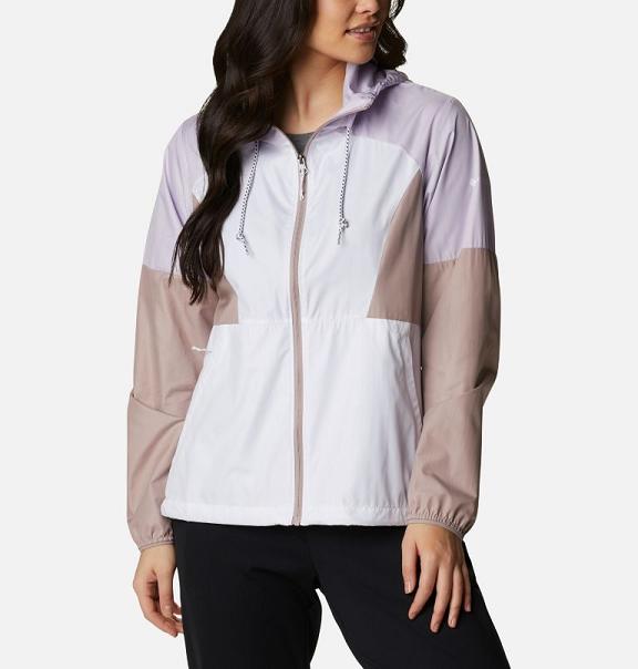 Columbia Side Hill Windbreaker White Pink For Women's NZ63524 New Zealand